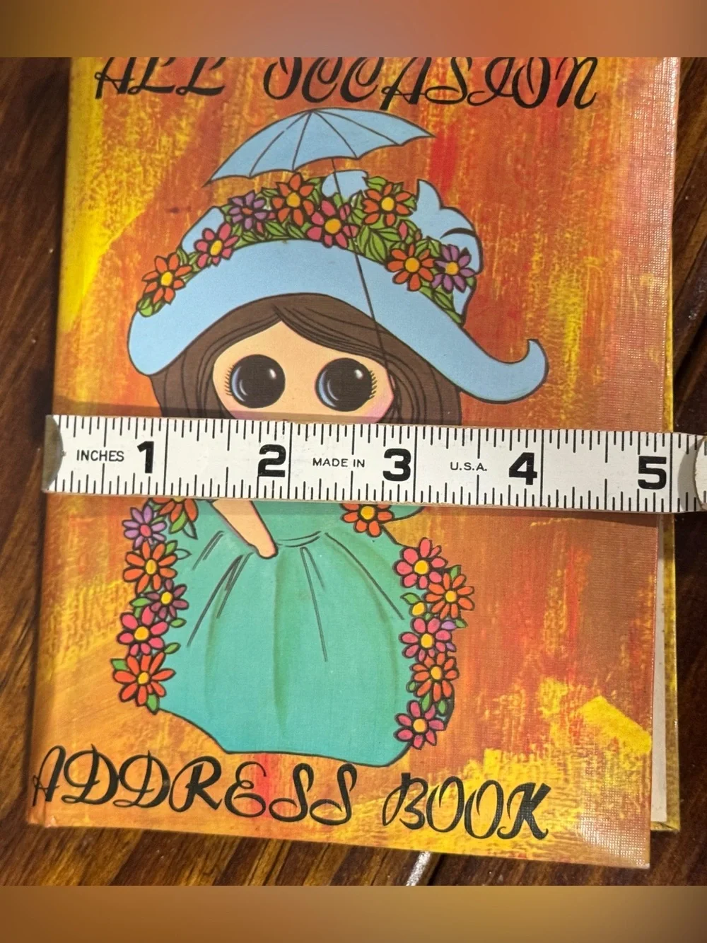 Vtg 1960’s All Occasion Address Book - Girl in Teal Dress - Never Used 6.5”x5”